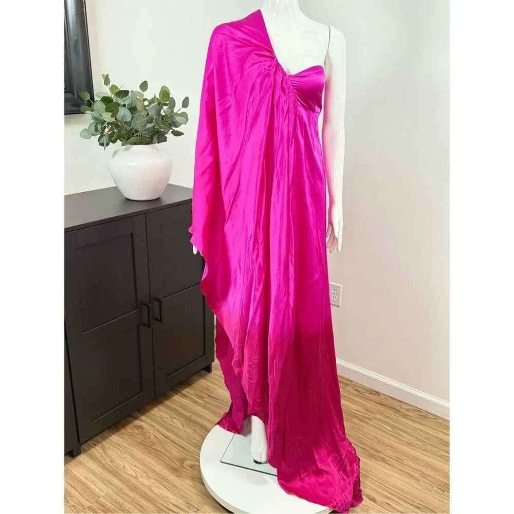 Alejandra Alonso Rojas Women's One-Shoulder Silk Bustier Dress Size 6 - Picture 4 of 11